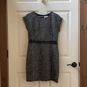 Gray Tweed dress with faux leather details
